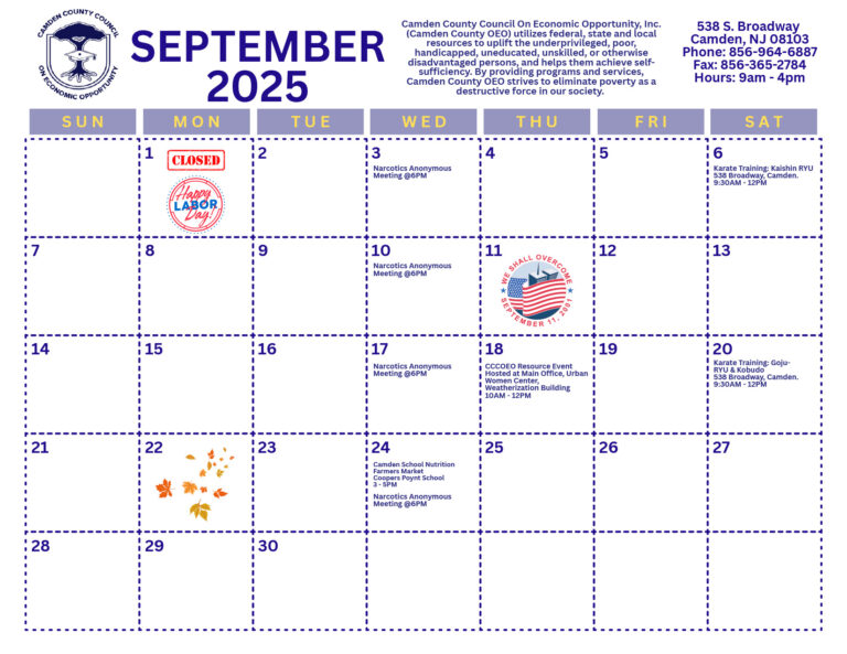 Camden County OEO’s September Calendar